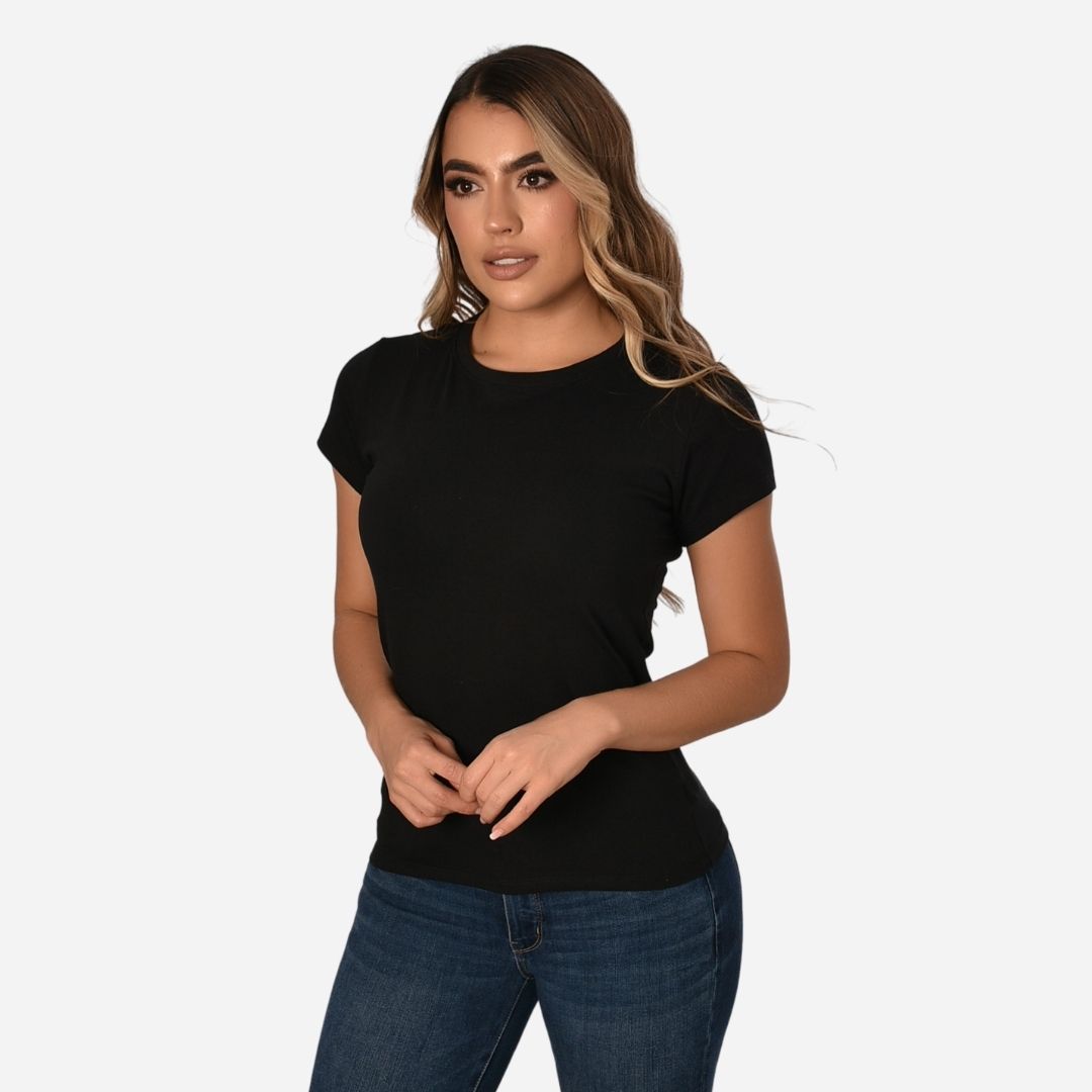 Camiseta de Dama Básica Slim Fit en Tela Fria Ref. 70203