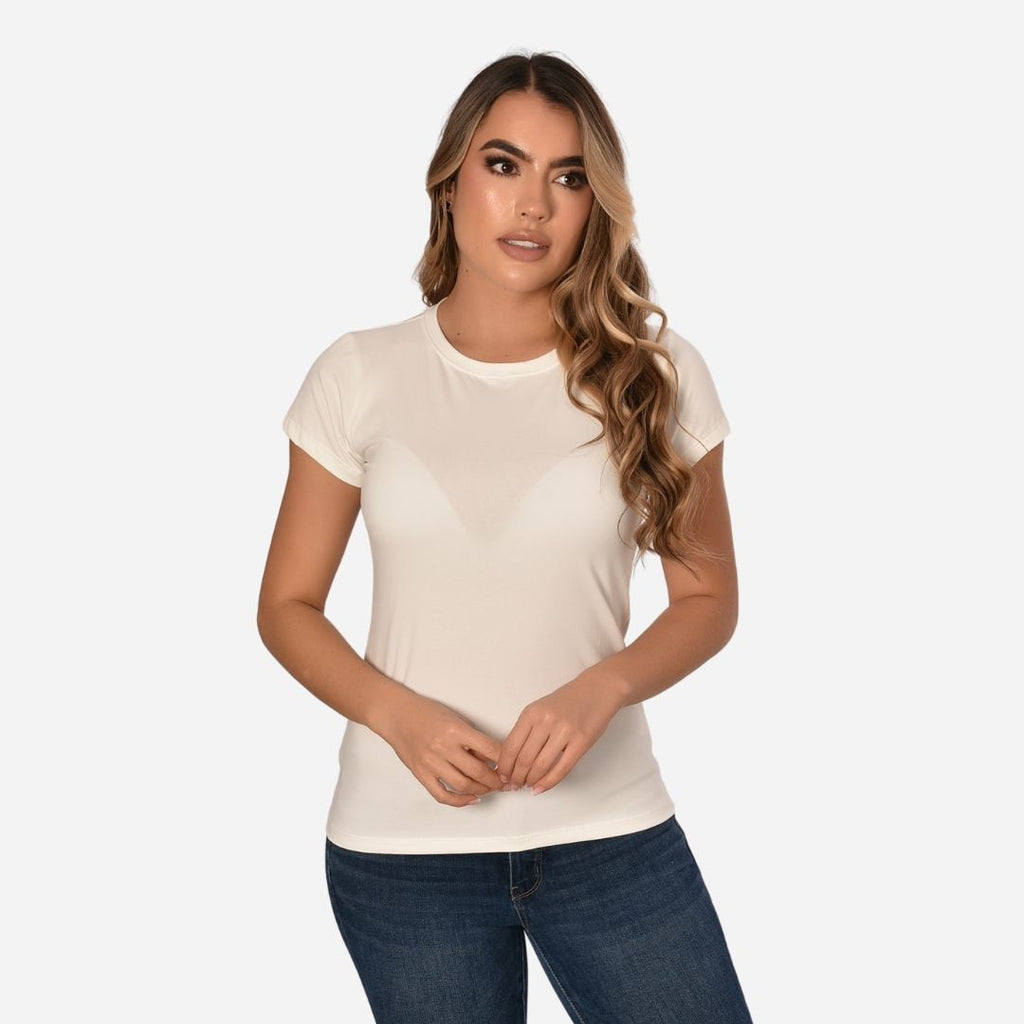 Camiseta de Dama Básica Slim Fit en Tela Fria Ref. 70203