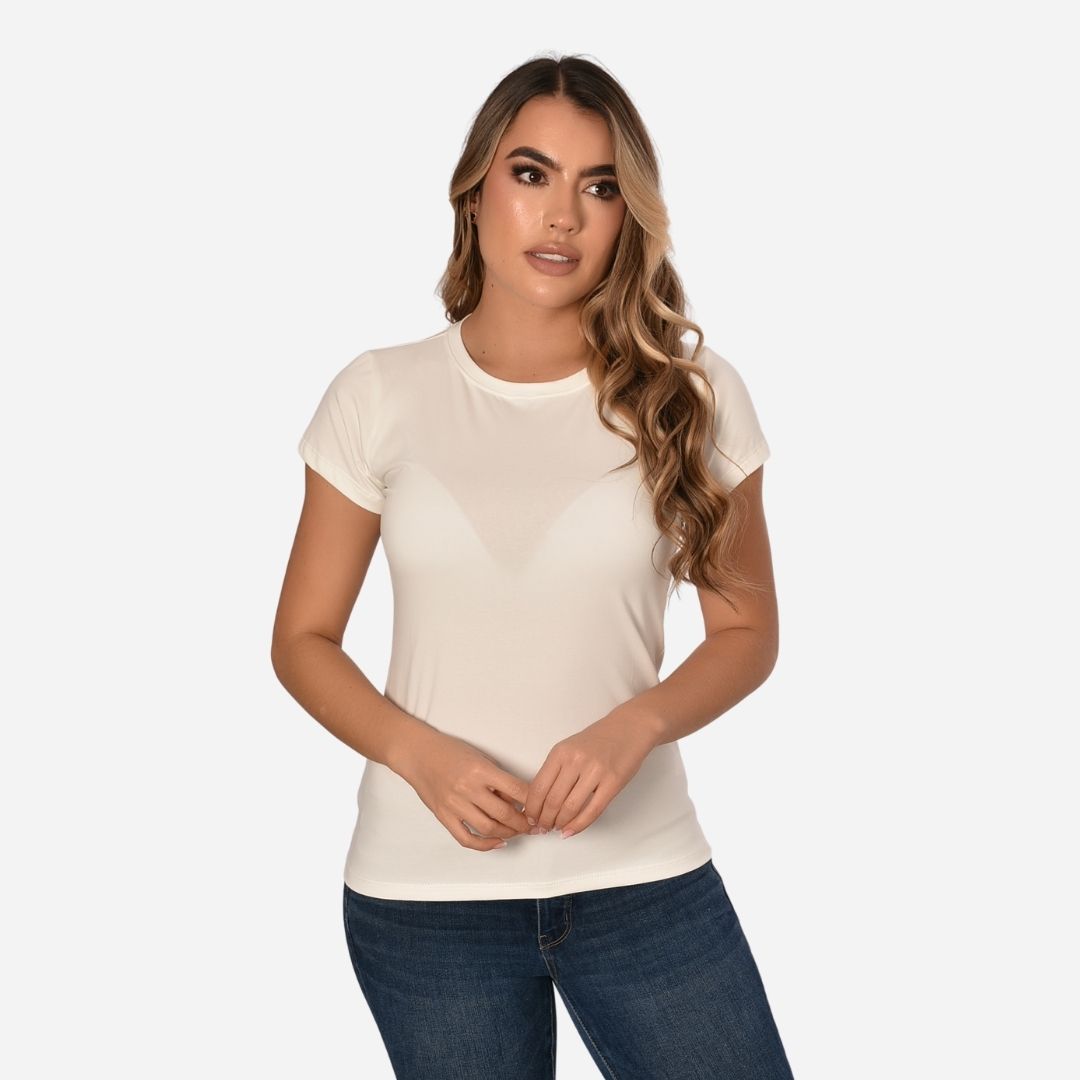 Camiseta de Dama Básica Slim Fit en Tela Fria Ref. 70203