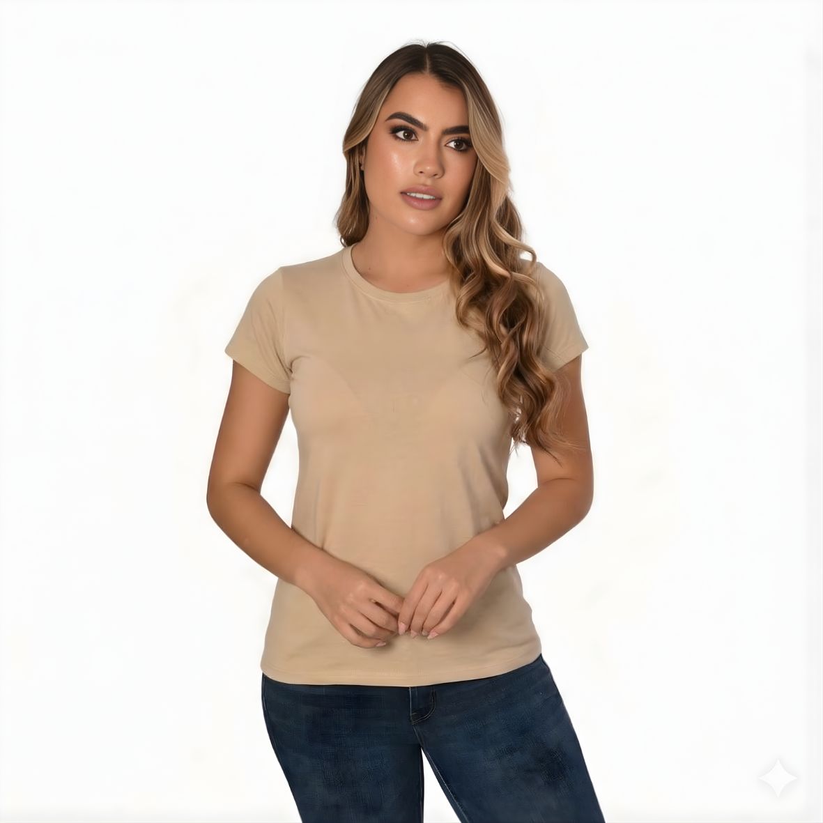 Camiseta de Dama Básica Slim Fit en Tela Fria Ref. 70203