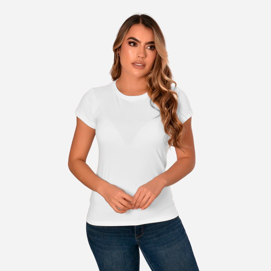 Camiseta de Dama Básica Slim Fit en Tela Fria Ref. 70203
