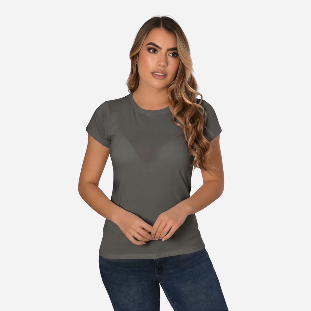 Camiseta de Dama Básica Slim Fit en Tela Fria Ref. 70203