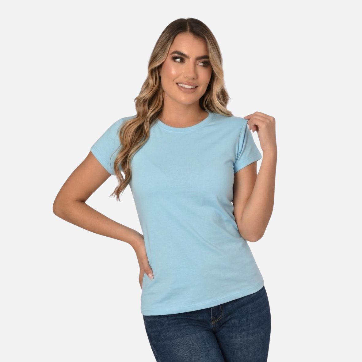 Camiseta de Dama Básica Slim Fit en Tela Fria Ref. 70203