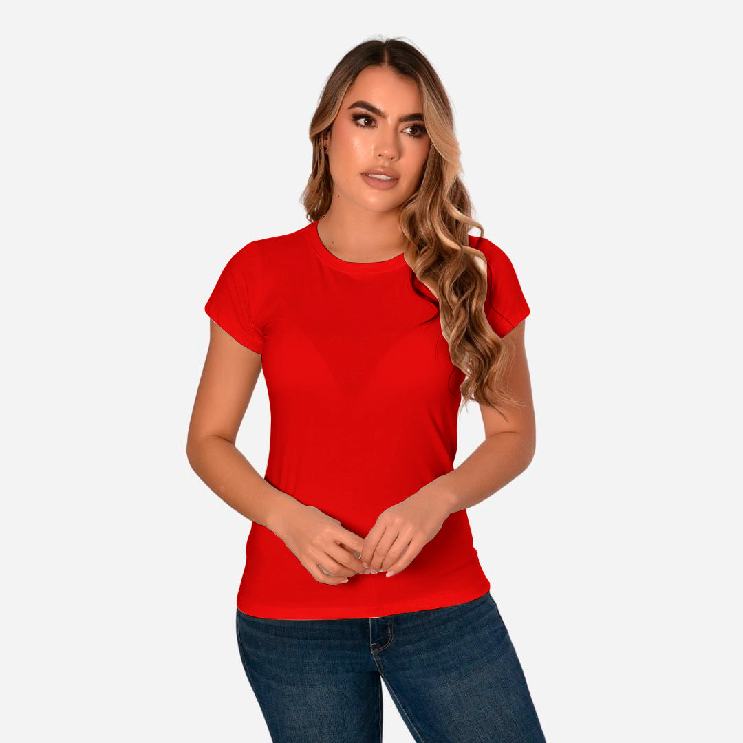 Camiseta de Dama Básica Slim Fit en Tela Fria Ref. 70203