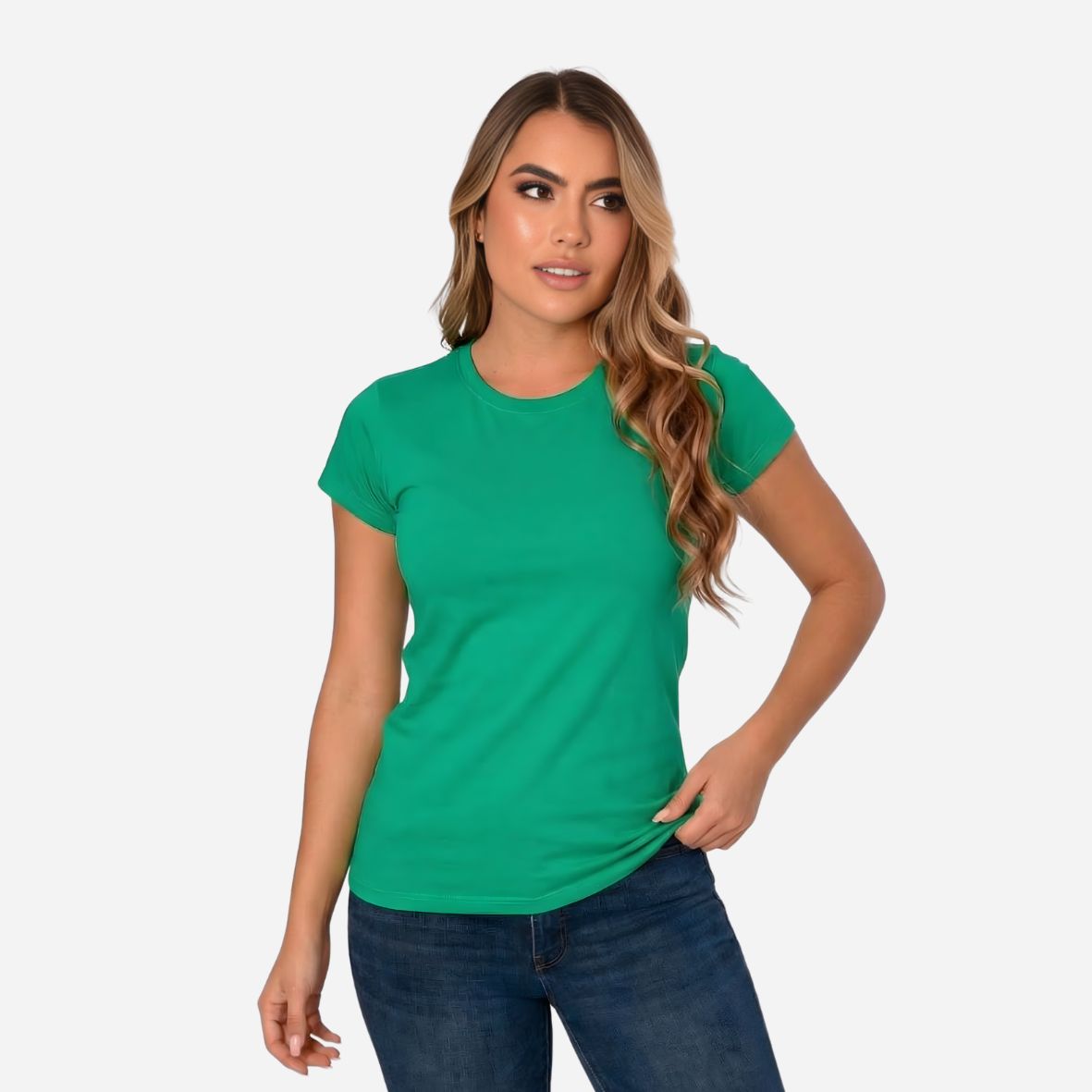 Camiseta de Dama Básica Slim Fit en Tela Fria Ref. 70203