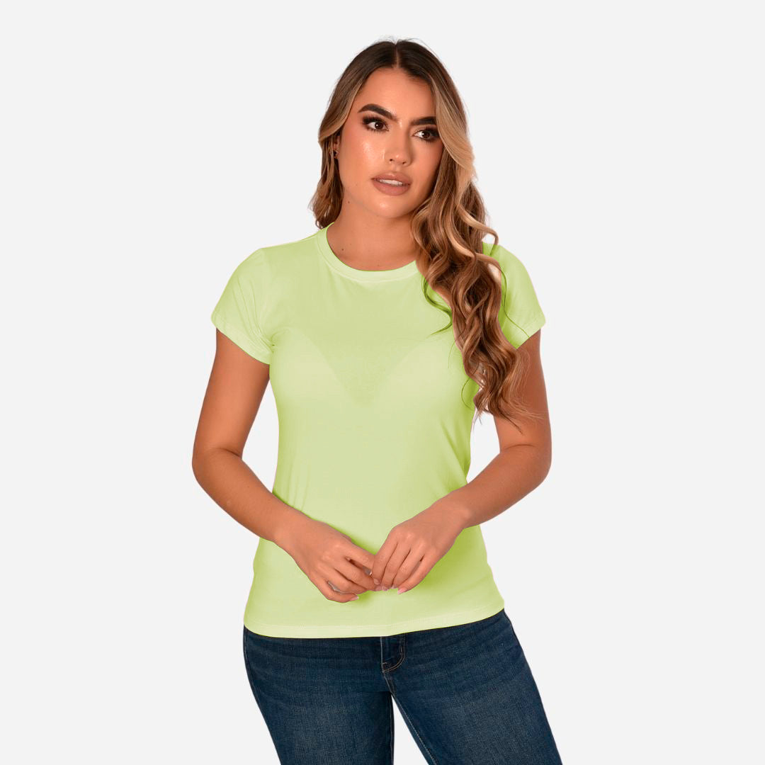 Camiseta de Dama Básica Slim Fit en Tela Fria Ref. 70203