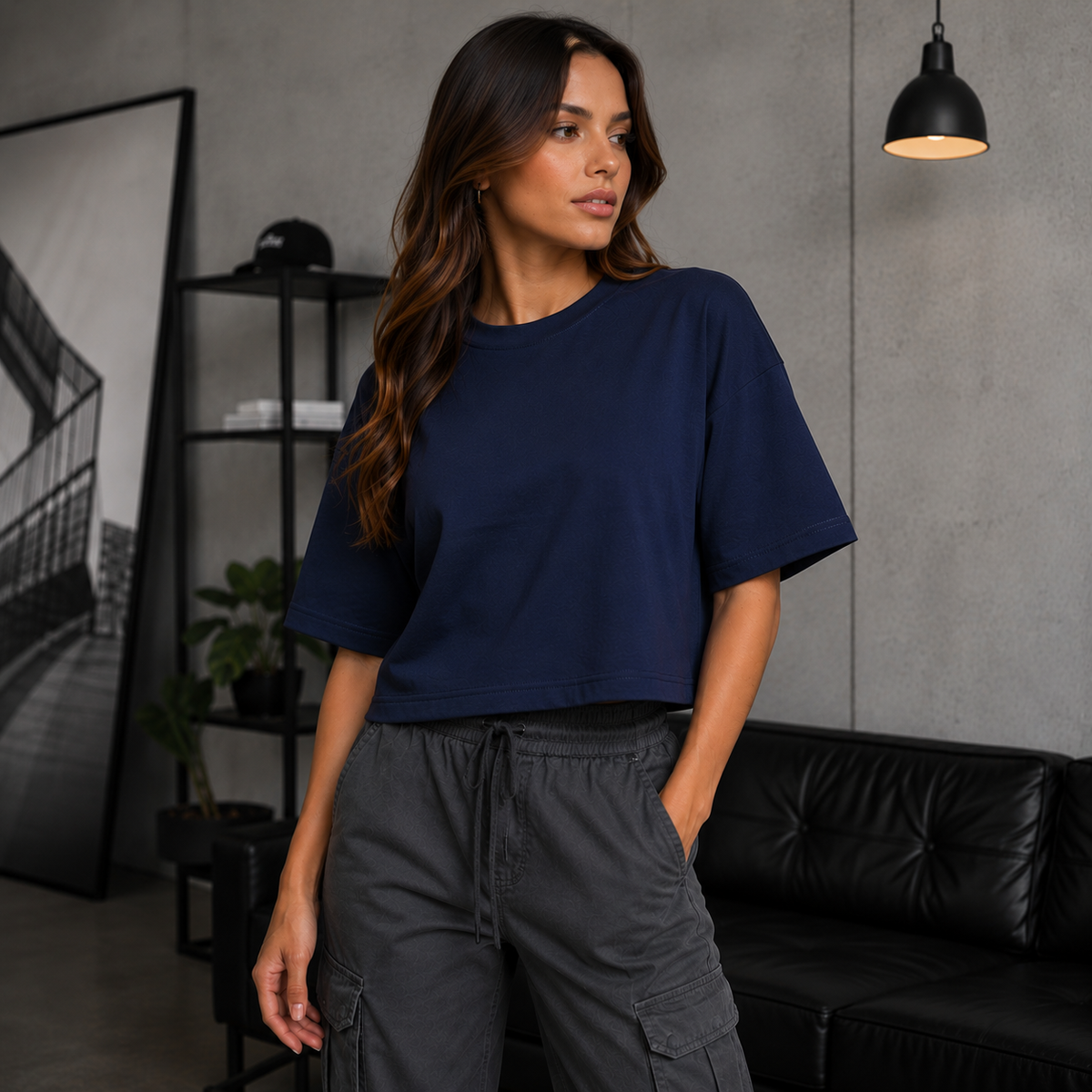 Camiseta De Dama Semi-Oversized Tela Malluma Ref. 70214
