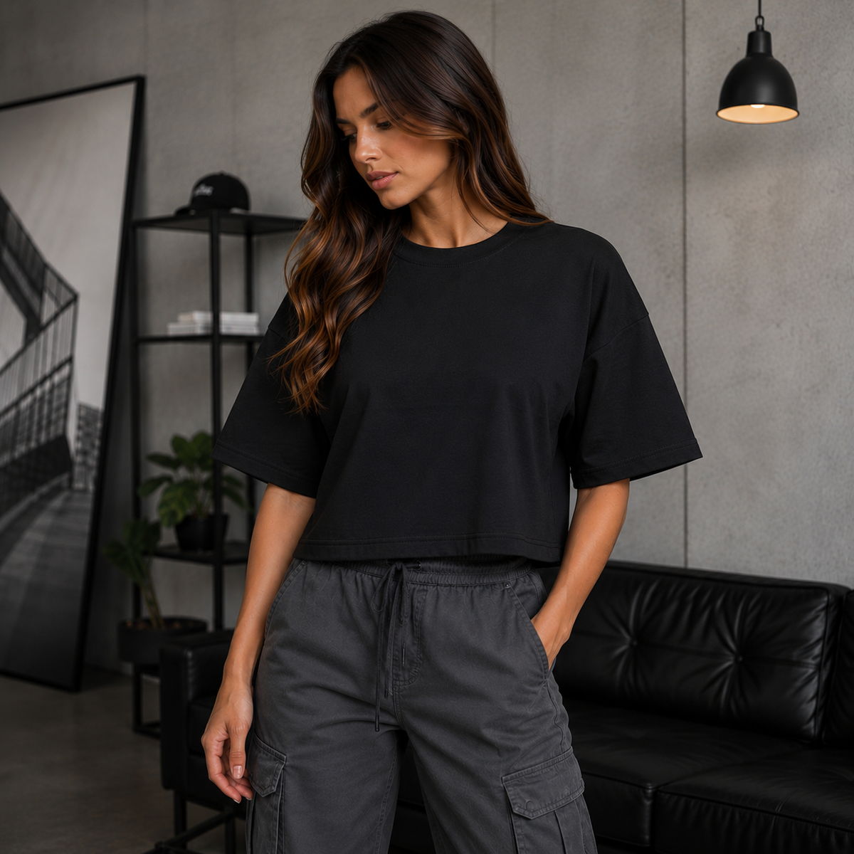 Camiseta De Dama Semi-Oversized Tela Malluma Ref. 70214