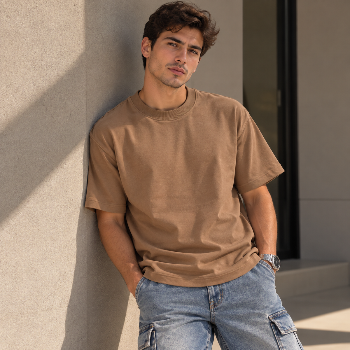 Camiseta Básica Molde Semi-Oversized Tela jersey 350 algodon  Ref. 70215