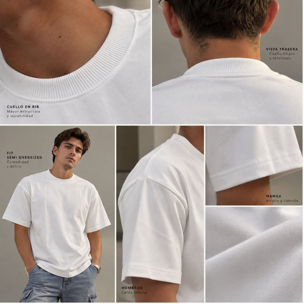 Camiseta Básica Molde Semi-Oversized Tela jersey 350 algodon  Ref. 70215