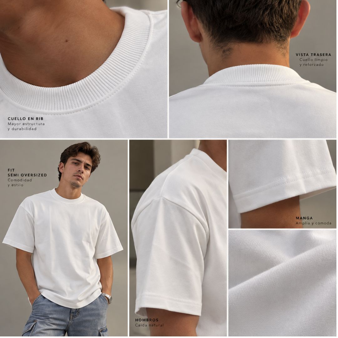 Camiseta Básica Molde Semi-Oversized Tela jersey 350 algodon  Ref. 70215