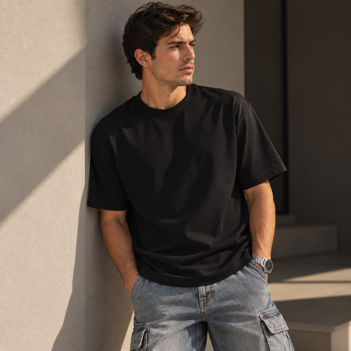 Camiseta Básica Molde Semi-Oversized Tela jersey 350 algodon  Ref. 70215