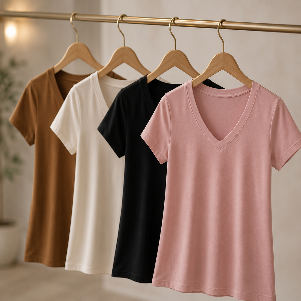 Camiseta De Dama Cuello en V Tela Fría Ref. 70216