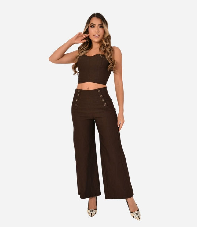 Conjunto de Dama Crop top (Corset) + Pantalon Ref. AM-2010