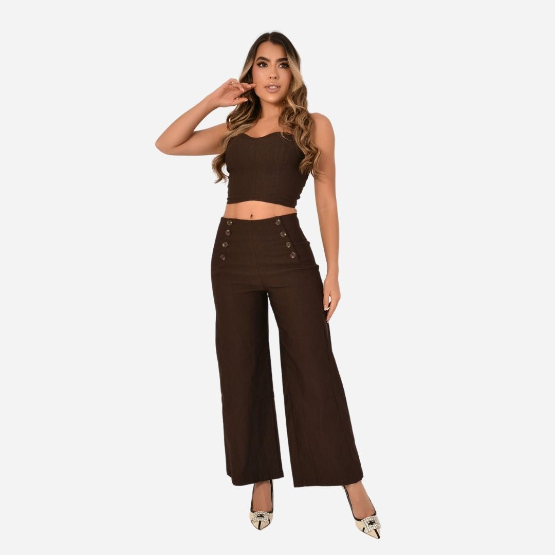 Conjunto de Dama Crop top (Corset) + Pantalon Ref. AM-2010