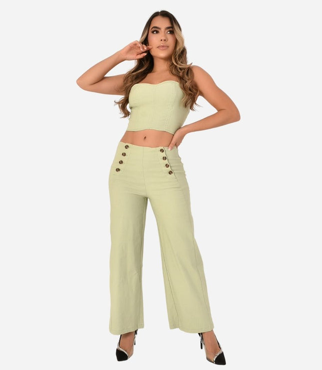 Conjunto de Dama Crop top (Corset) + Pantalon Ref. AM-2010