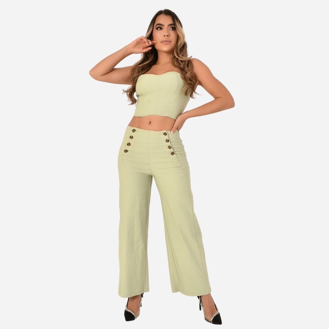 Conjunto de Dama Crop top (Corset) + Pantalon Ref. AM-2010