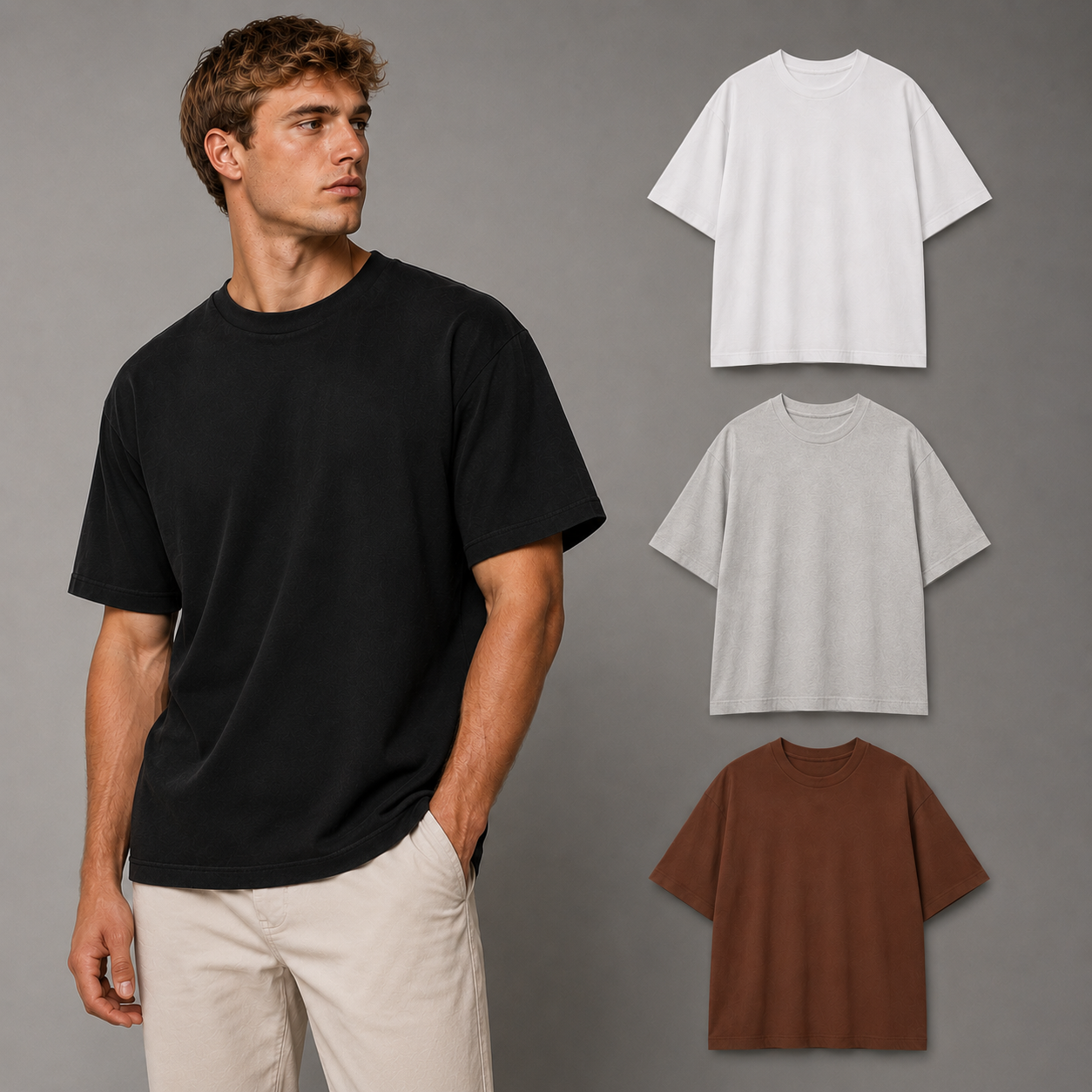 Pack Camiseta Semi-Oversize en tela Qatar Ref. 70204