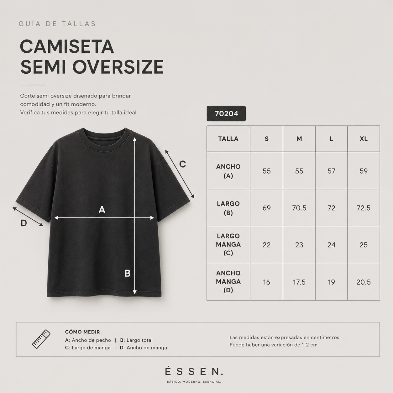 Pack Camiseta Semi-Oversize en tela Qatar Ref. 70204