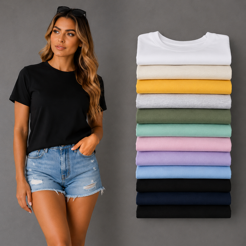 Pack Camiseta Básica de dama estilo guardapolvo en Tela Fría Ref. 70202