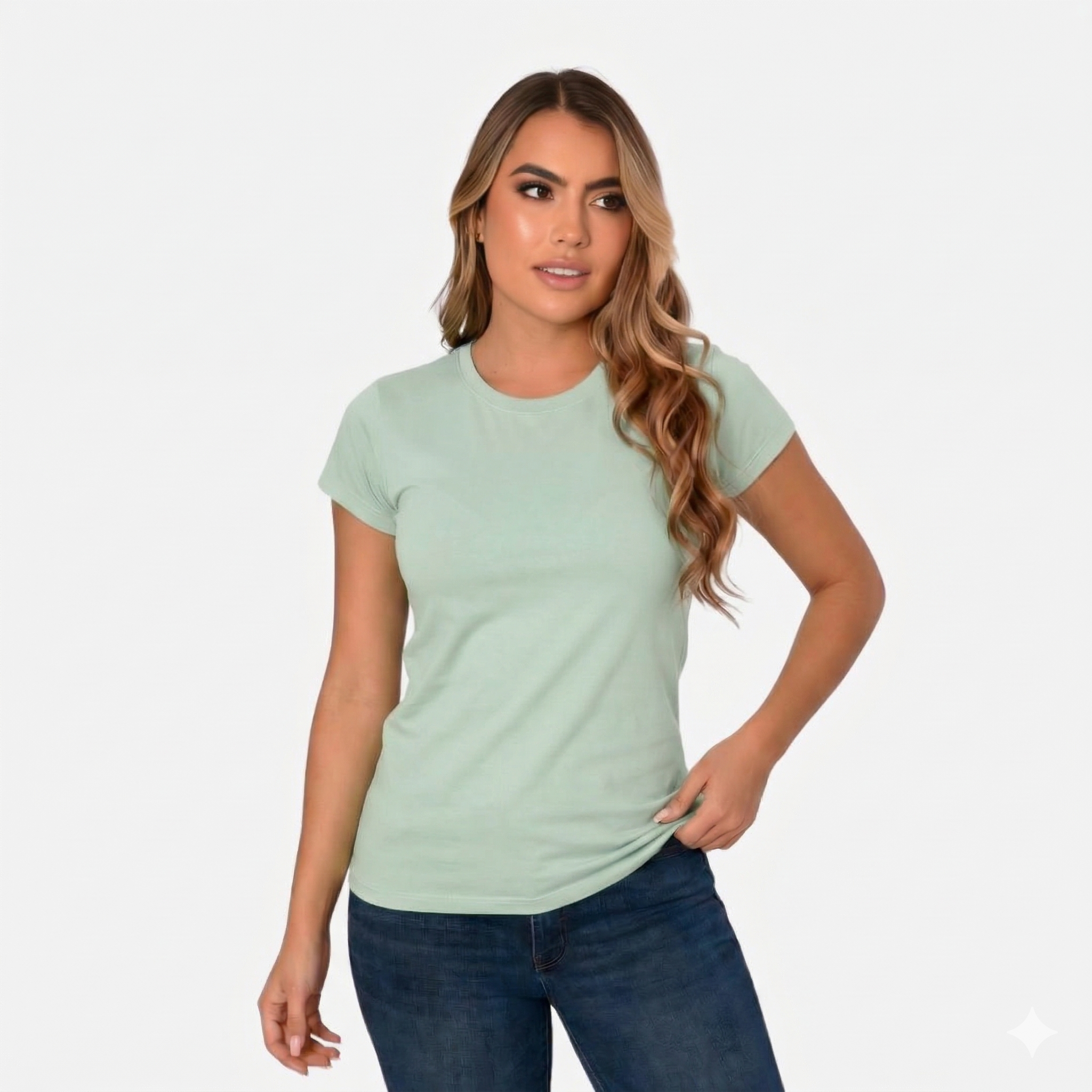 Camiseta de Dama Básica Slim Fit en Tela Fria Ref. 70203