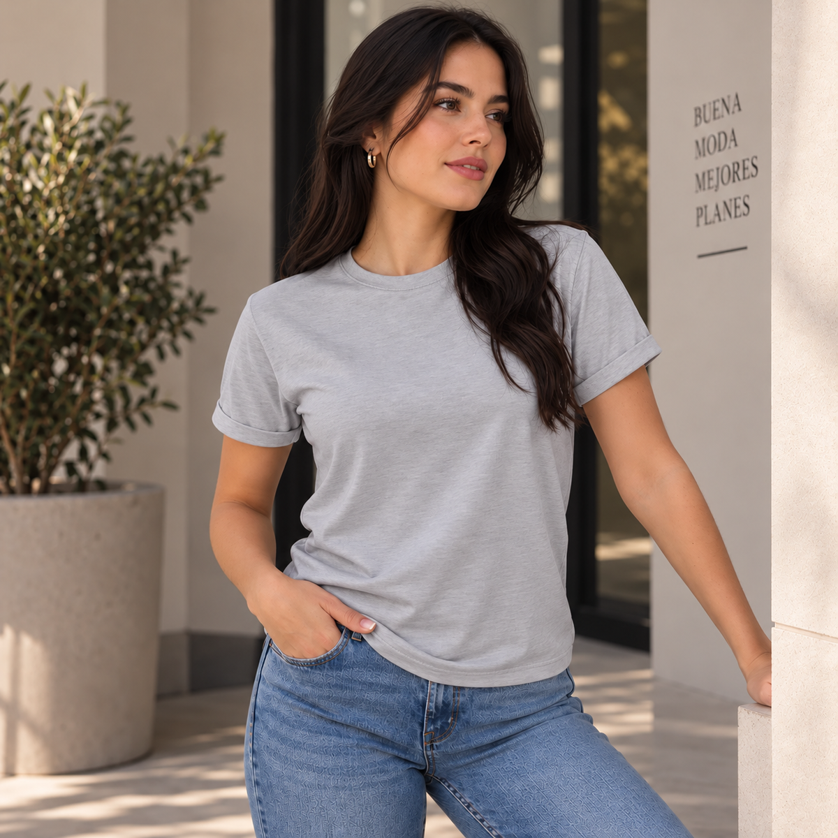 Camiseta Básica de dama estilo guardapolvo en Tela Fría Ref. 70202