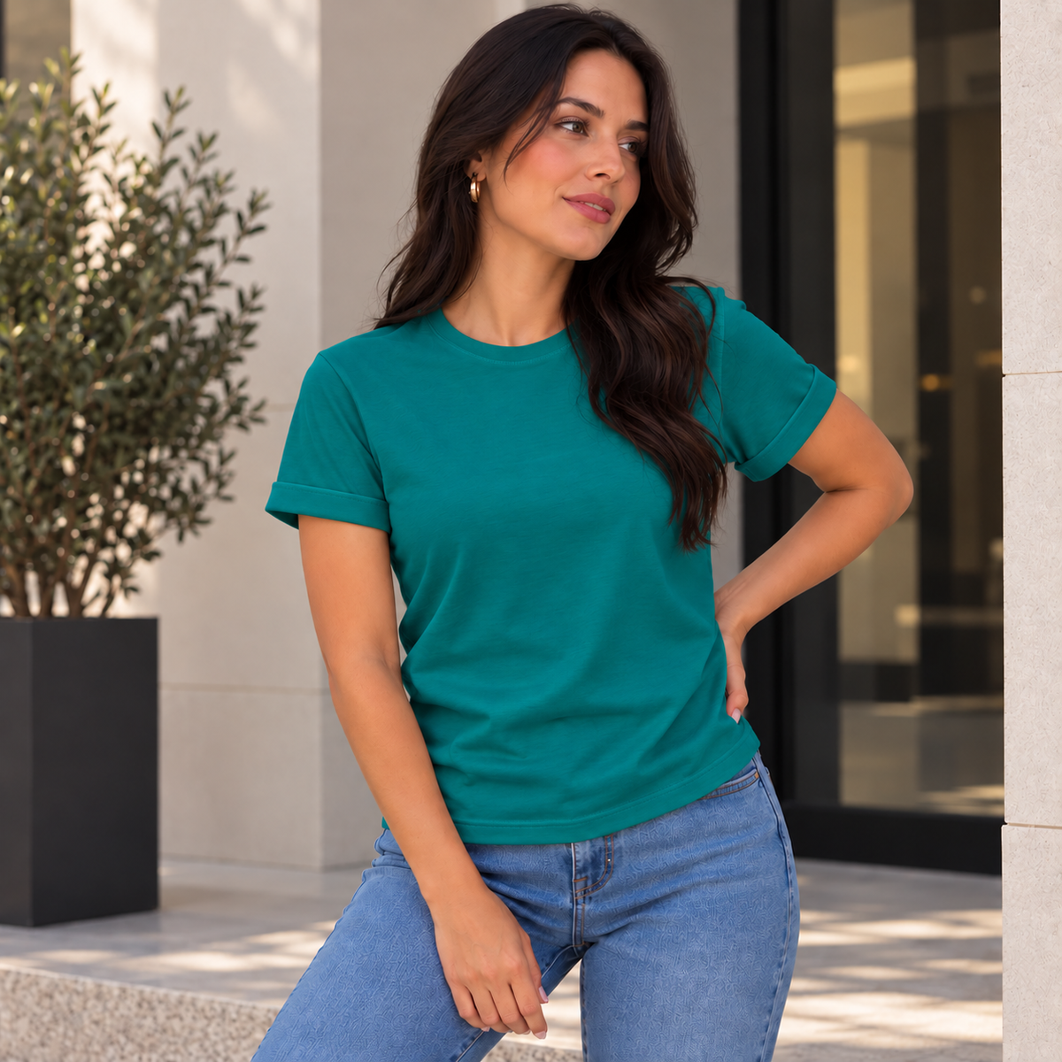 Camiseta Básica de dama estilo guardapolvo en Tela Fría Ref. 70202