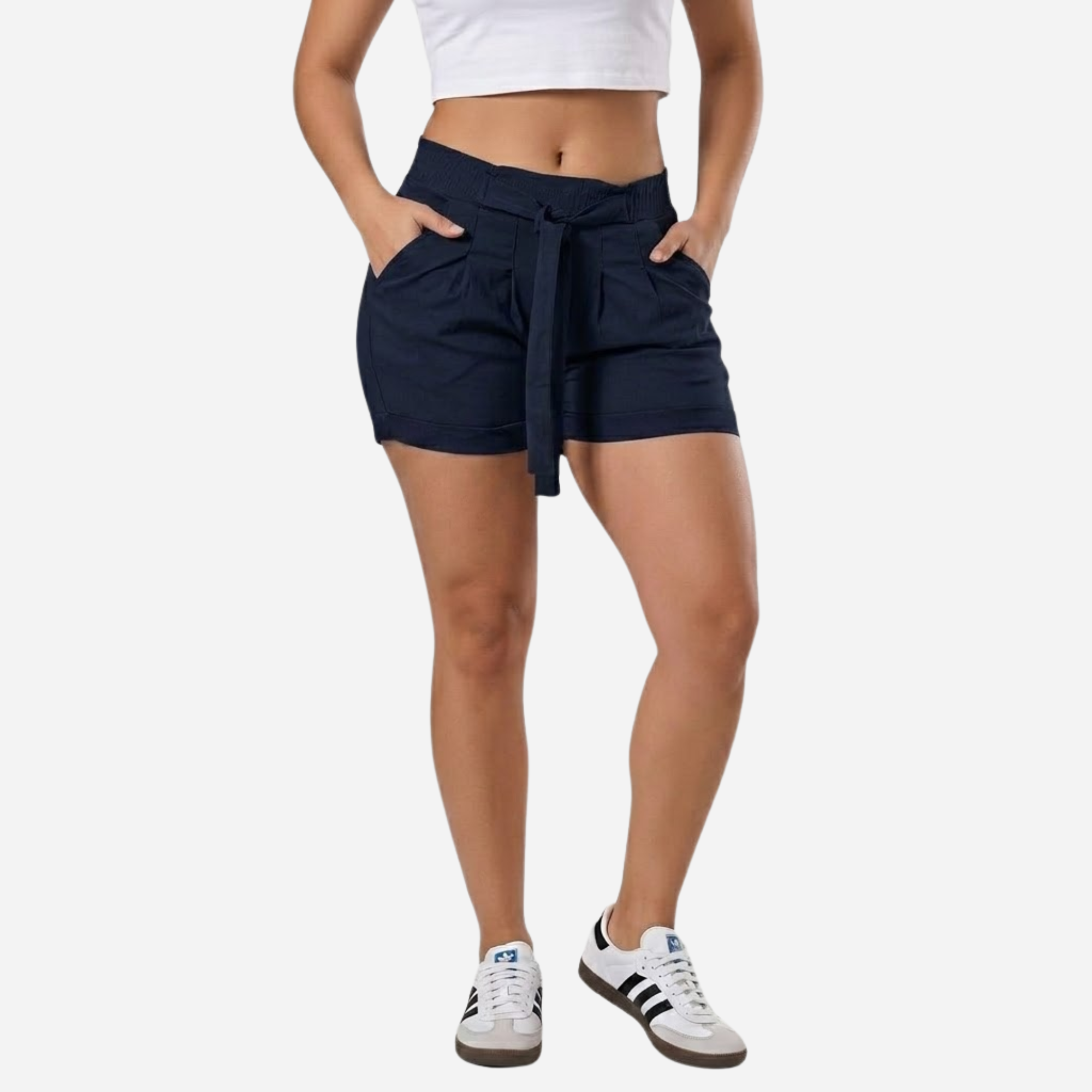 Short De Dama Pretina Resorte Con Bolsillos Colores Basicos Ref. 218