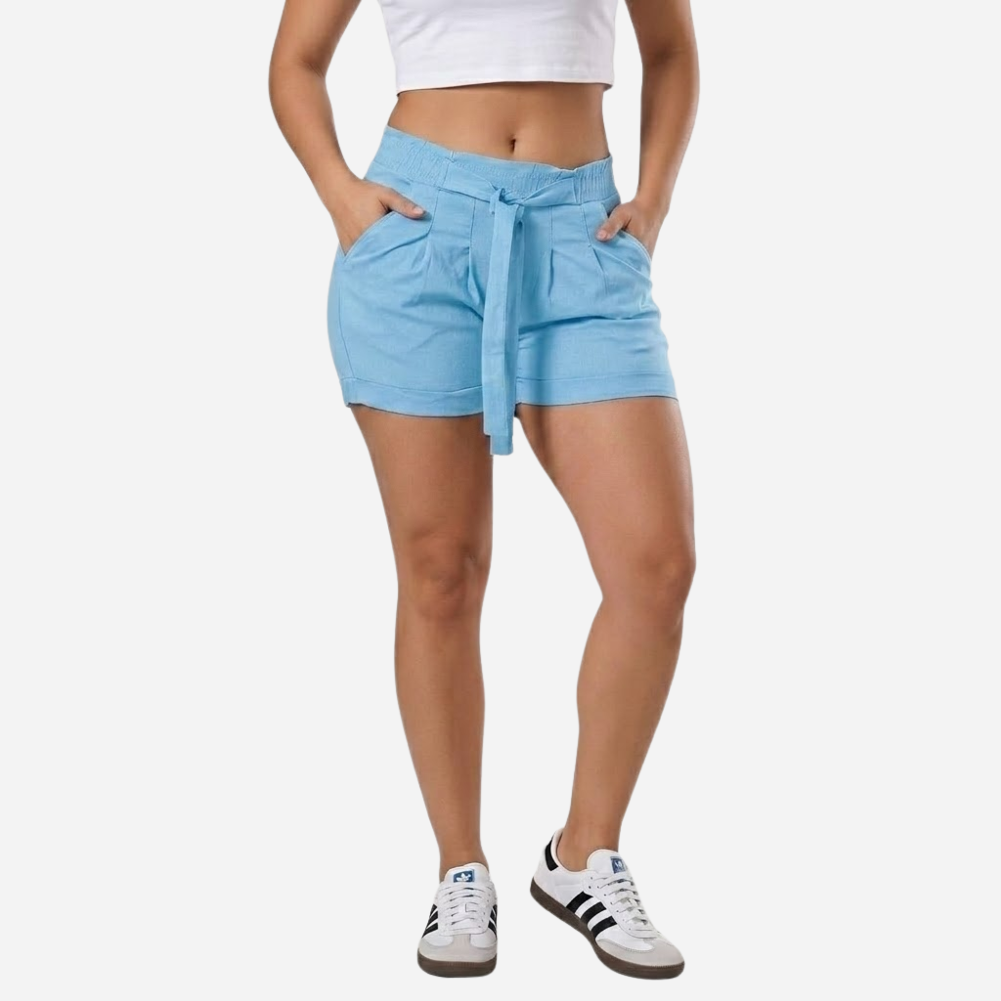 Short De Dama Pretina Resorte Con Bolsillos Colores Basicos Ref. 218