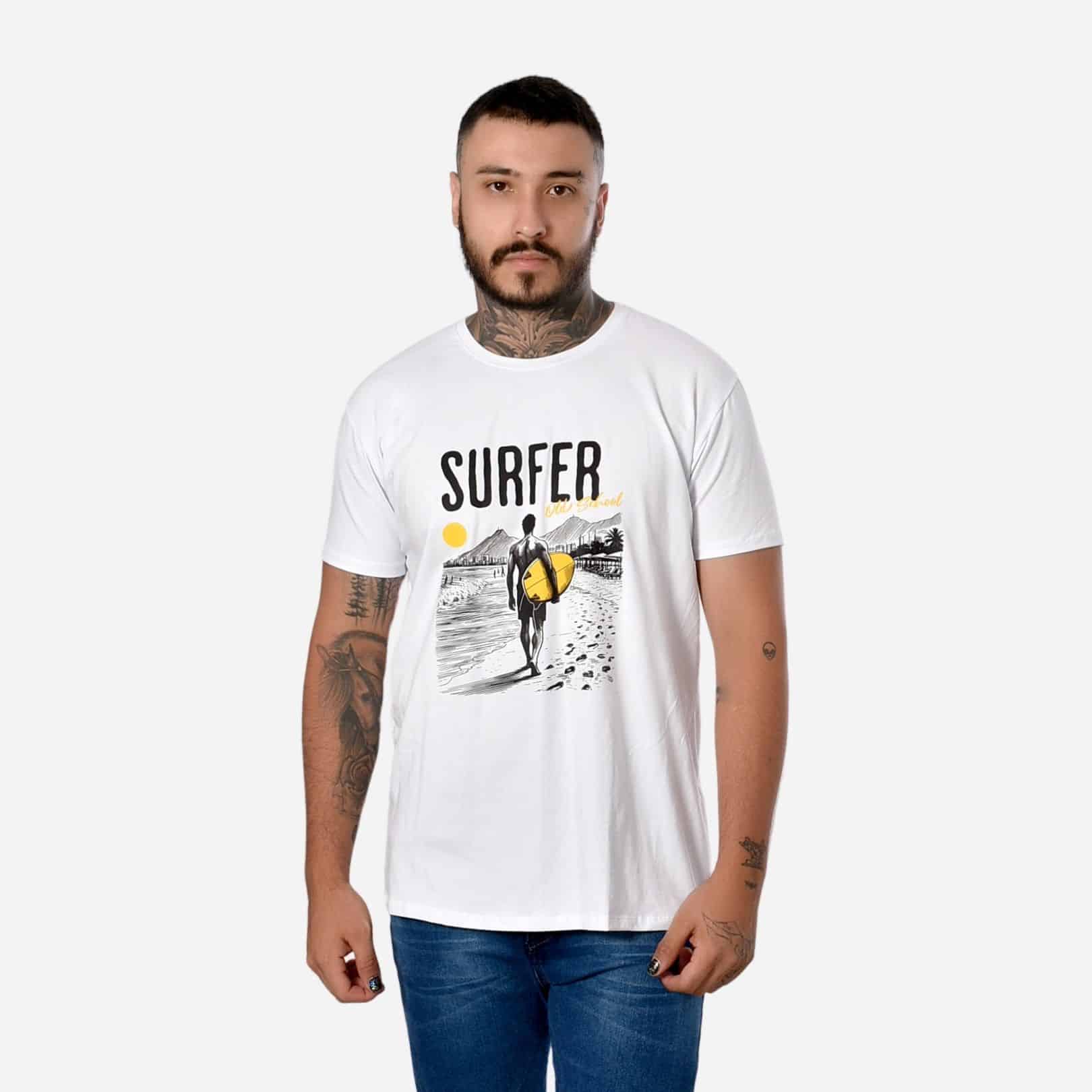 Camiseta Básica Slim Fit en Tela Fría con Estampado Ref. 70141-050
